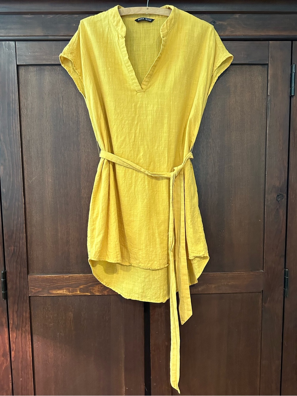 SHIEN • women’s 100% cotton • mustard color • tunic • minidress